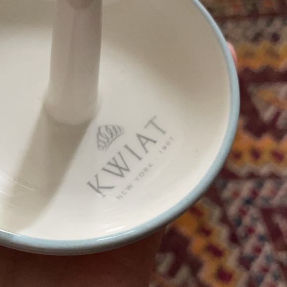 Kwiat Porcelain Ceramic White Baby Blue Ring Dish - Picture 7 of 8